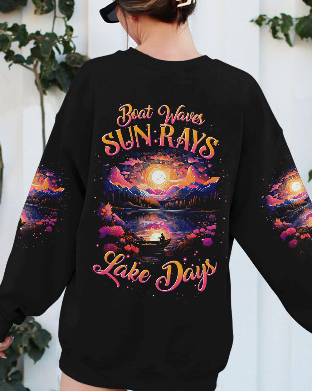 BLISSCORNERS BOAT WAVES SUN RAYS LAKE DAYS ALL OVER PRINT