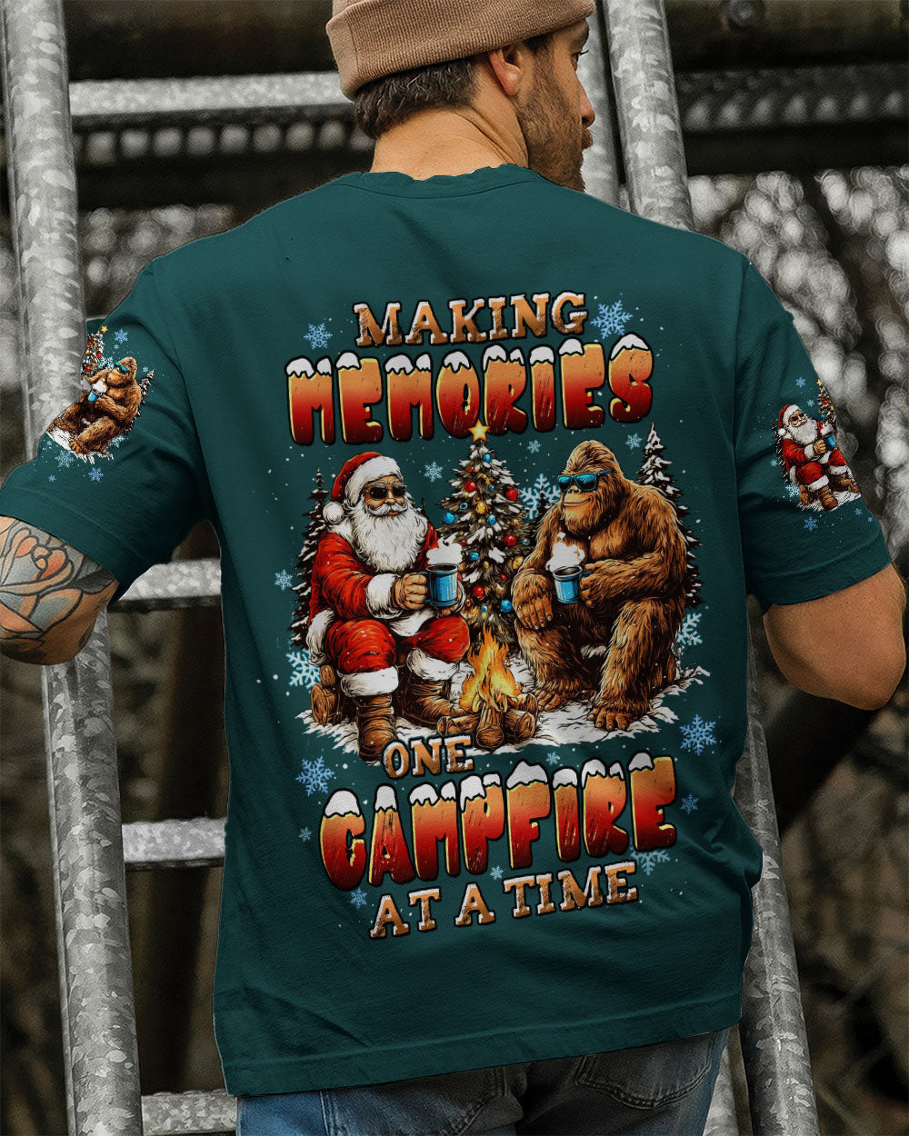 BLISSCORNERS MAKING MEMORIES ONE CAMPFIRE AT A TIME BIGFOOT CHRISTMAS ALL OVER PRINT -  TLTW1711251