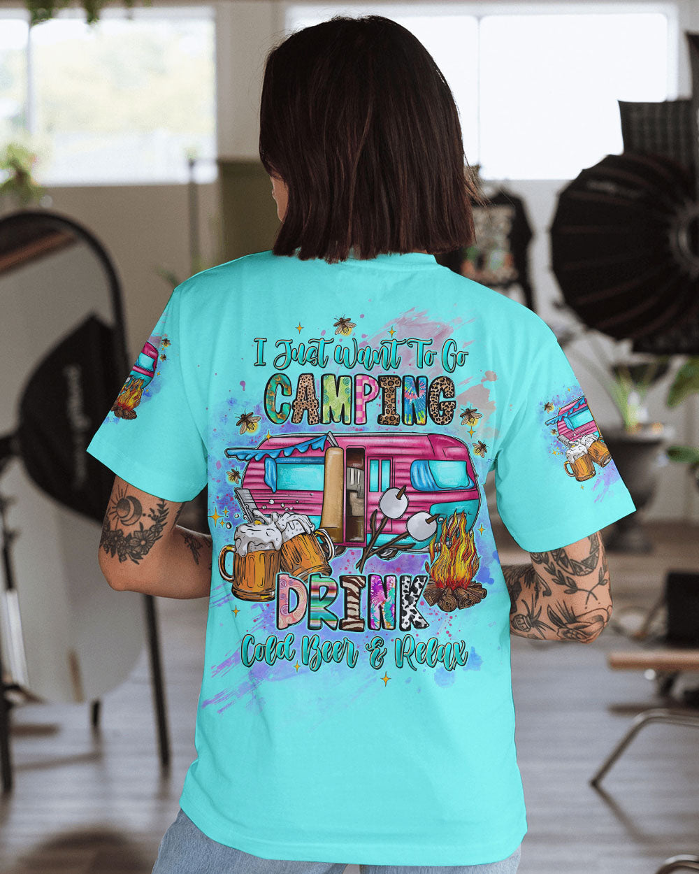 BLISSCORNERS I JUST WANT TO GO CAMPING ALL OVER PRINT