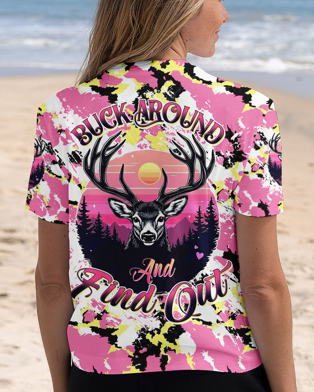 BLISSCORNERS BUCK AROUND AND FIND OUT DEER HUNTING ALL OVER PRINT