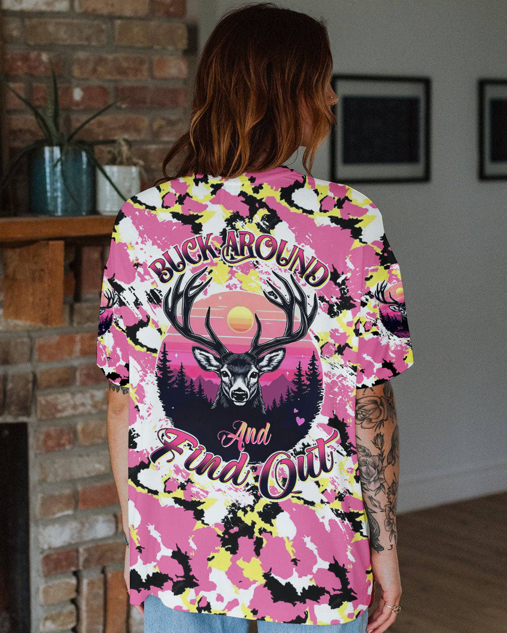 BLISSCORNERS BUCK AROUND AND FIND OUT DEER HUNTING ALL OVER PRINT