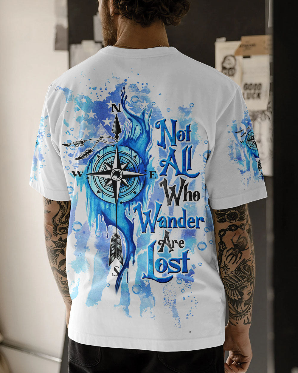 BLISSCORNERS NOT ALL WHO WANDER ARE LOST COMPASS ALL OVER PRINT