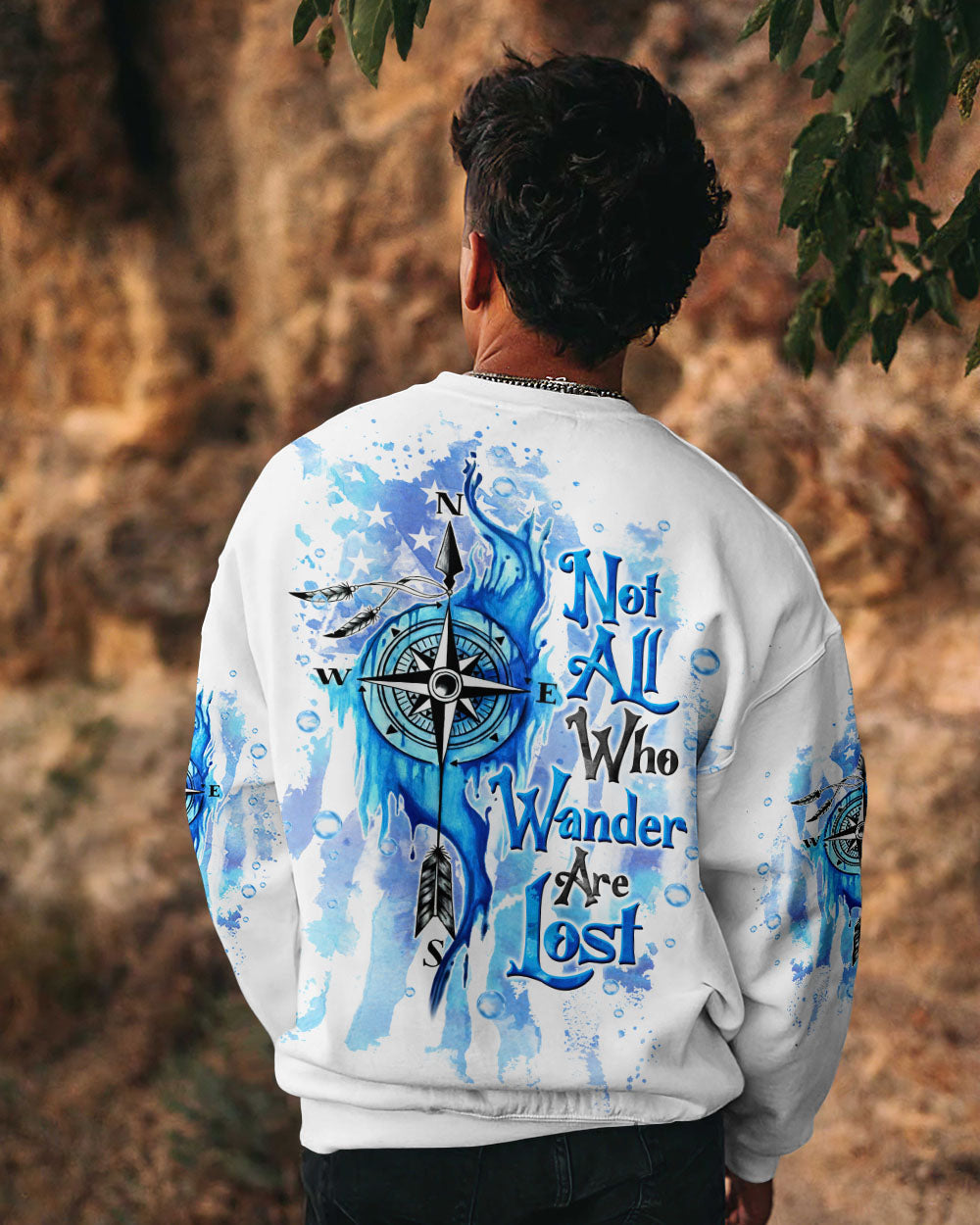 BLISSCORNERS NOT ALL WHO WANDER ARE LOST COMPASS ALL OVER PRINT
