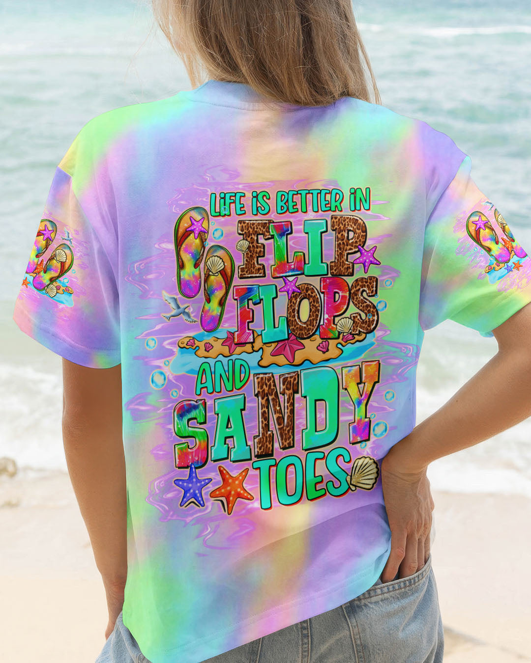 BLISSCORNERS LIFE IS BETTER IN FLIP-FLOPS AND SANDY TOES ALL OVER PRINT