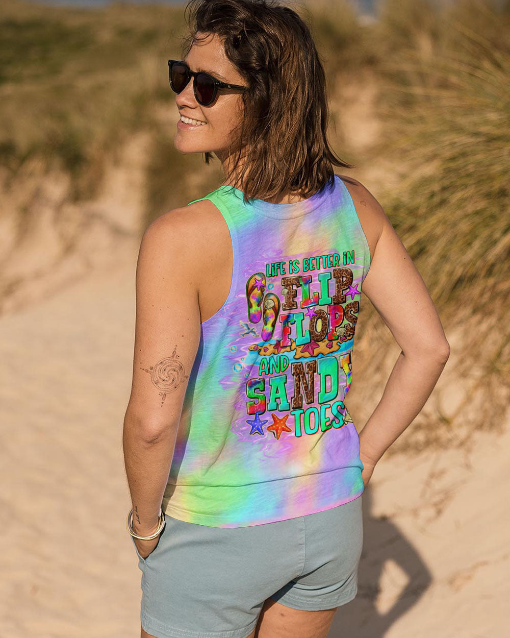 BLISSCORNERS LIFE IS BETTER IN FLIP-FLOPS AND SANDY TOES ALL OVER PRINT