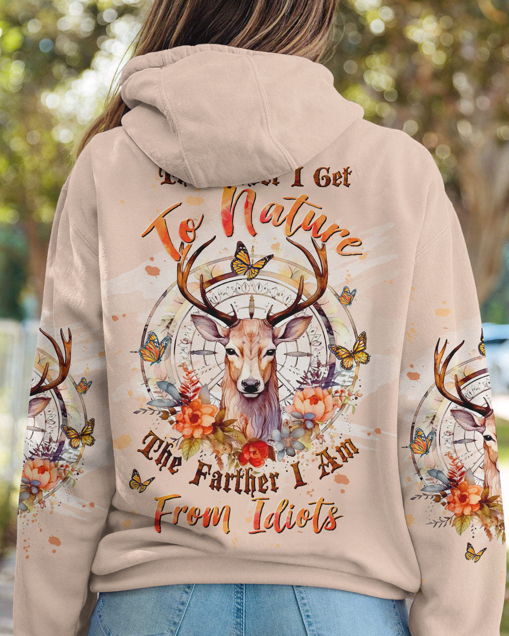 BLISSCORNERS THE CLOSER I GET TO NATURE DEER COMPASS ALL OVER PRINT