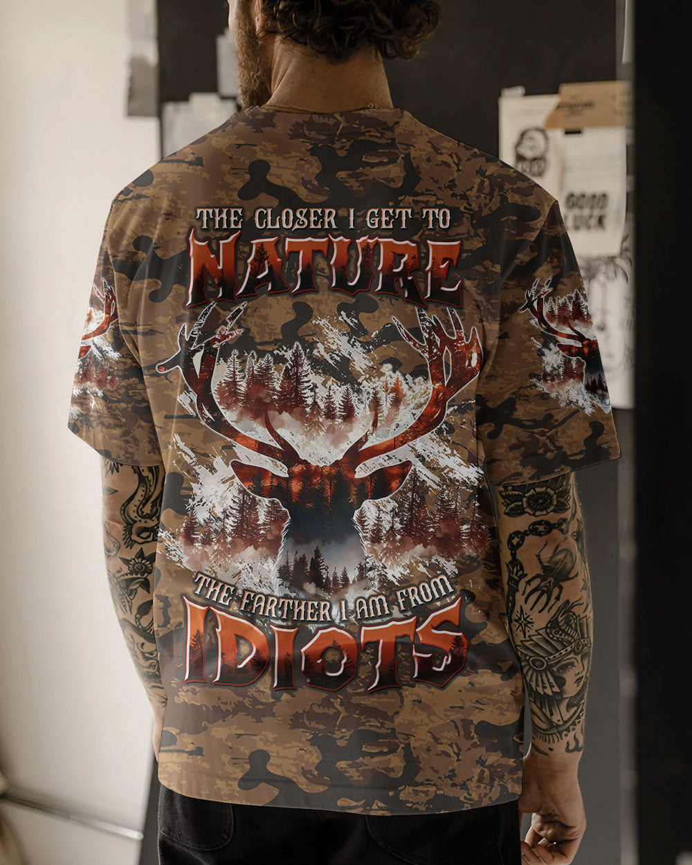 BLISSCORNERS THE CLOSER I GET TO NATURE DEER HUNTING ALL OVER PRINT -  TLTW1911244