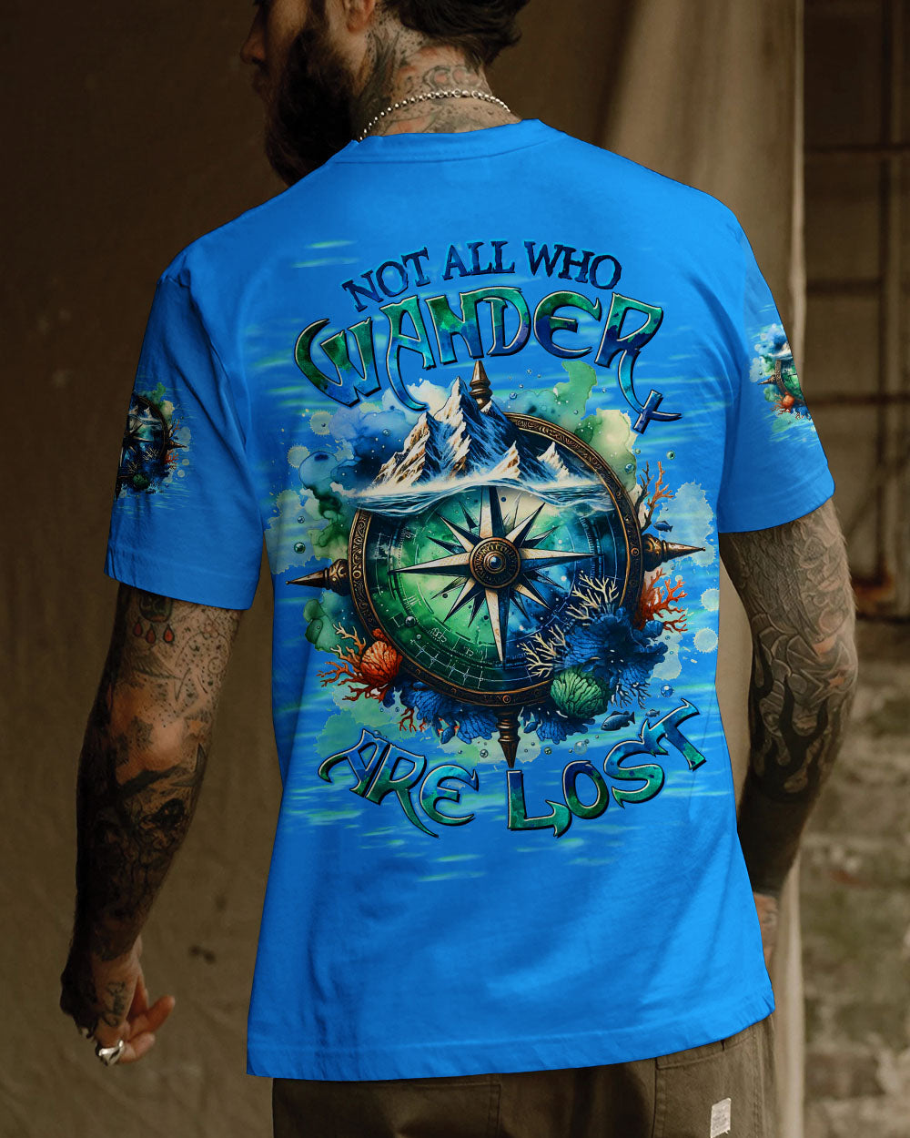 BLISSCORNERS NOT ALL WHO WANDER ARE LOST COMPASS ALL OVER PRINT