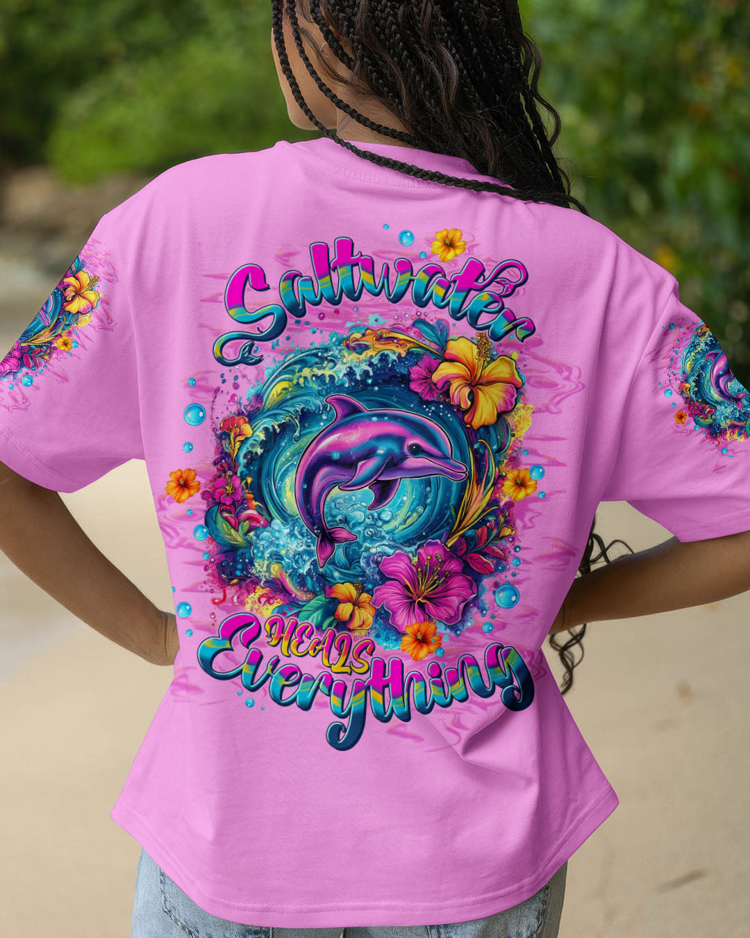 BLISSCORNERS SALTWATER HEALS EVERYTHING DOLPHIN ALL OVER PRINT