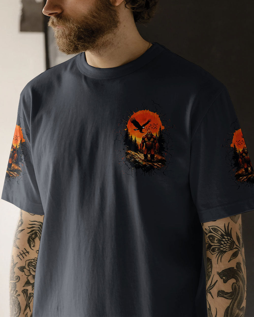 BLISSCORNERS AND INTO THE FOREST I GO BIGFOOT ALL OVER PRINT