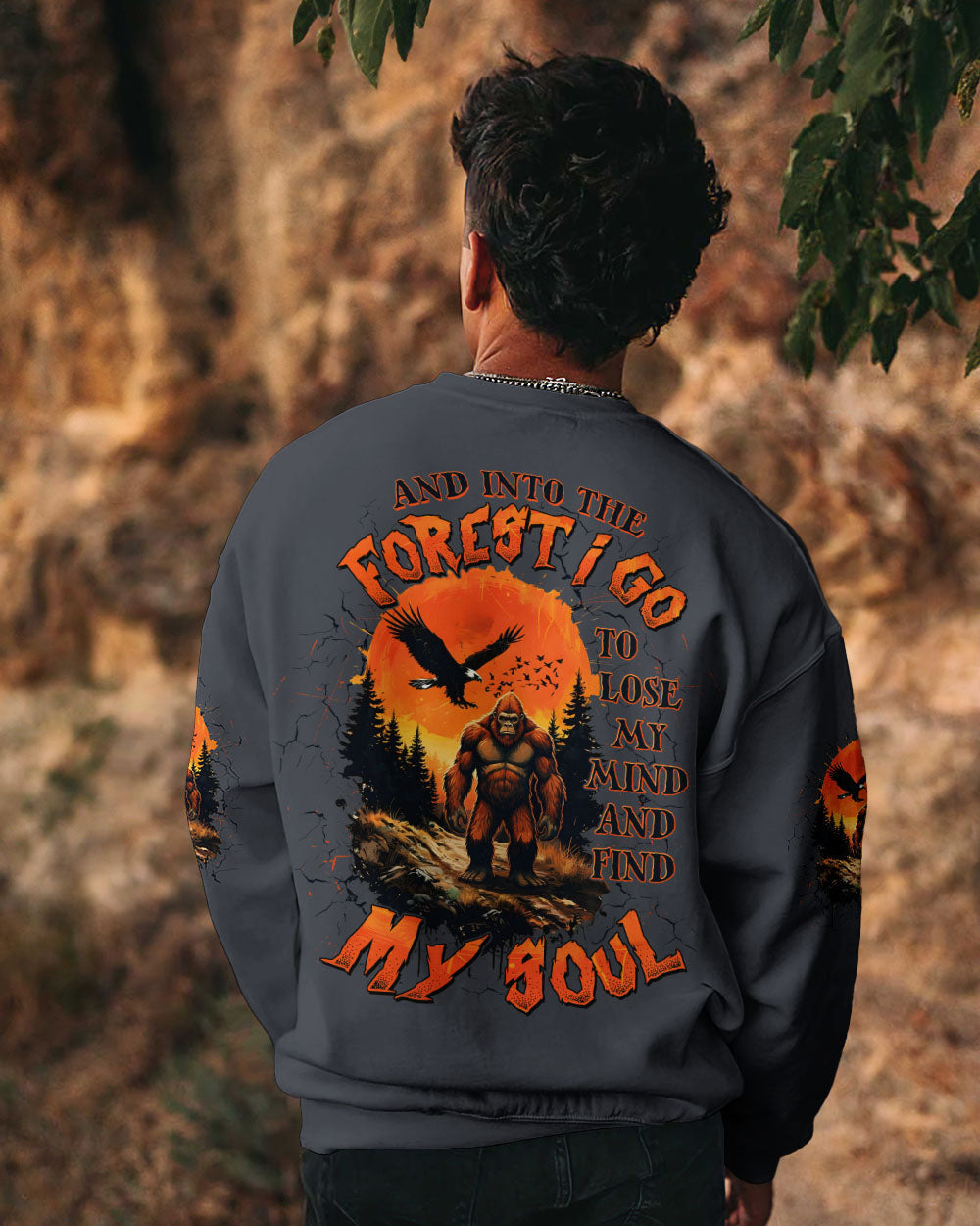 BLISSCORNERS AND INTO THE FOREST I GO BIGFOOT ALL OVER PRINT