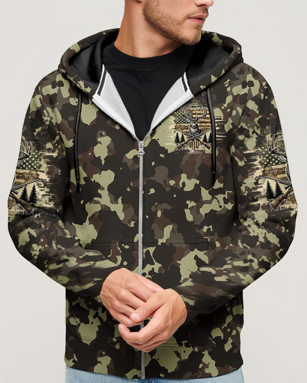 BLISSCORNERS NO BRAGGING UNTIL YOU'RE DRAGGING DEER HUNTING ALL OVER PRINT