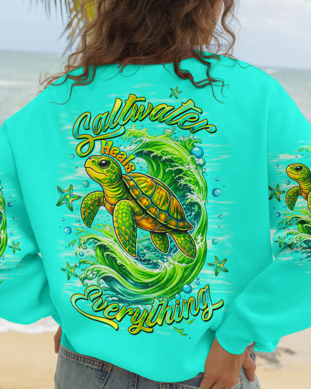 BLISSCORNERS SALTWATER HEALS EVERYTHING TURTLE ALL OVER PRINT