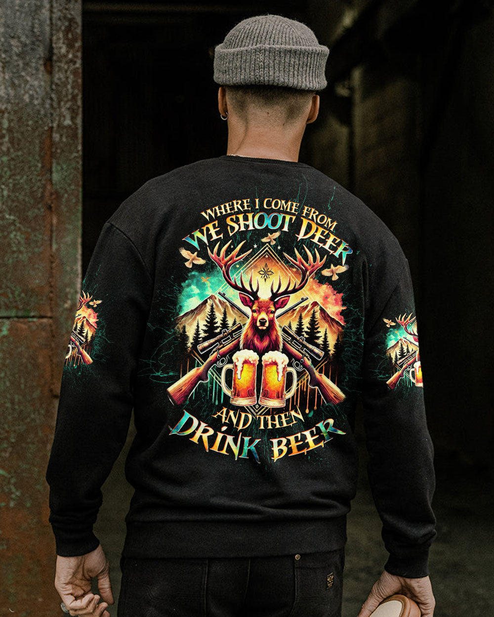 BLISSCORNERS WE SHOOT DEER AND THEN DRINK BEER ALL OVER PRINT