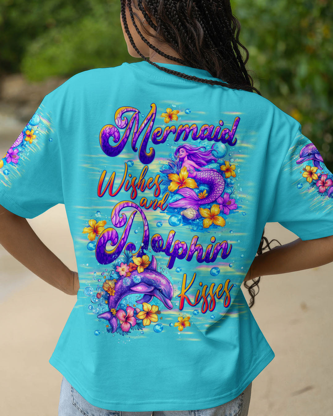 BLISSCORNERS MERMAID WISHES DOLPHIN KISSES ALL OVER PRINT