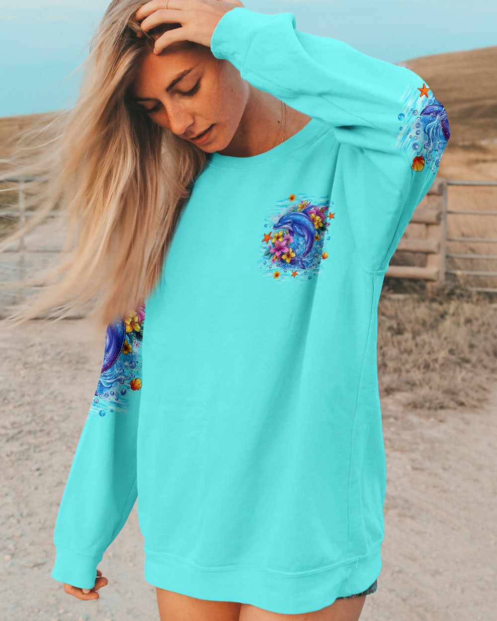 BLISSCORNERS OCEAN WISHES DOLPHIN KISSES ALL OVER PRINT