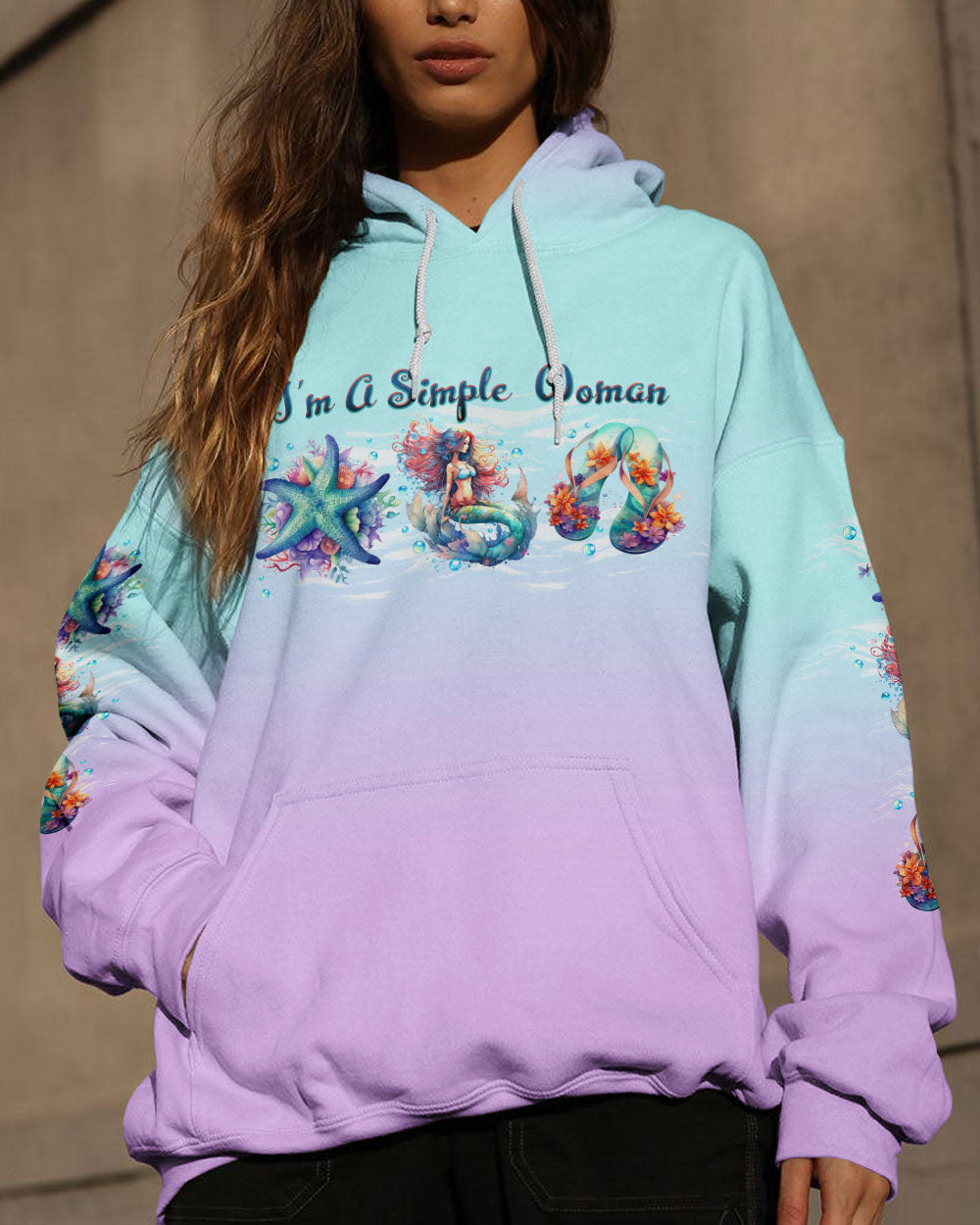 BLISSCORNERS I'M A SIMPLE WOMAN STARFISH MERMAID ALL OVER PRINT
