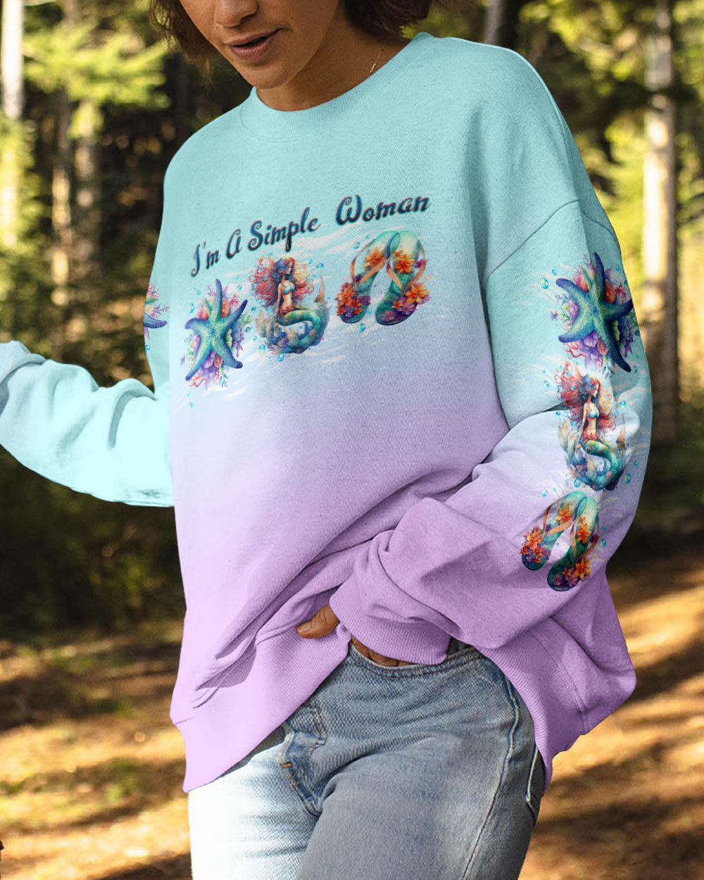 BLISSCORNERS I'M A SIMPLE WOMAN STARFISH MERMAID ALL OVER PRINT