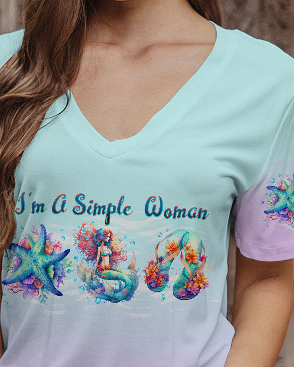 BLISSCORNERS I'M A SIMPLE WOMAN STARFISH MERMAID ALL OVER PRINT