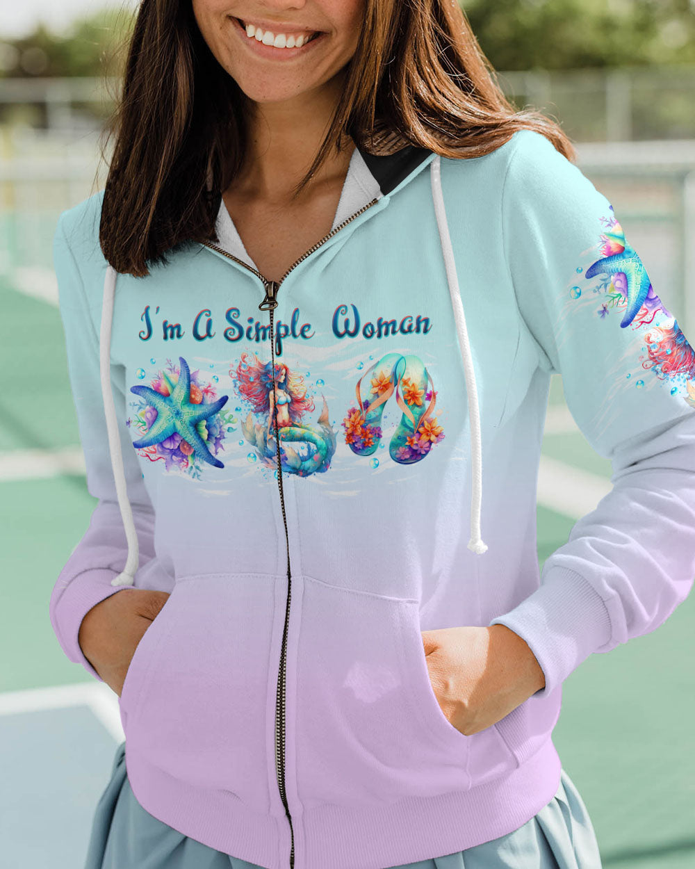 BLISSCORNERS I'M A SIMPLE WOMAN STARFISH MERMAID ALL OVER PRINT