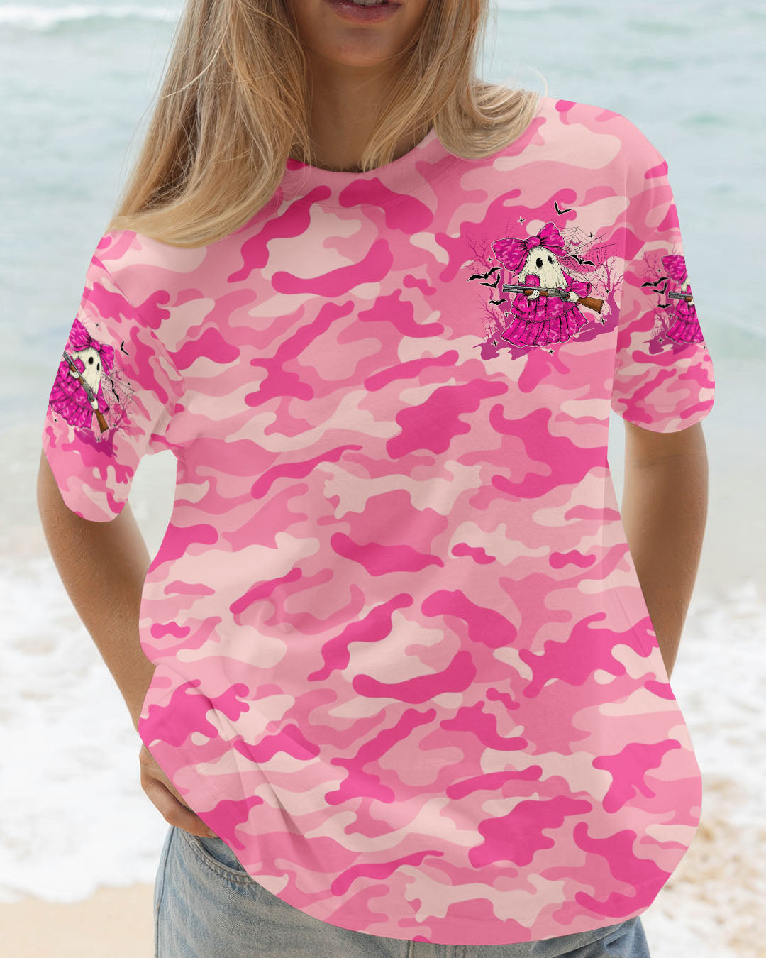 BLISSCORNERS PRETTY IN PINK HUNTING CAMO HALLOWEEN ALL OVER PRINT -TLTW2309253