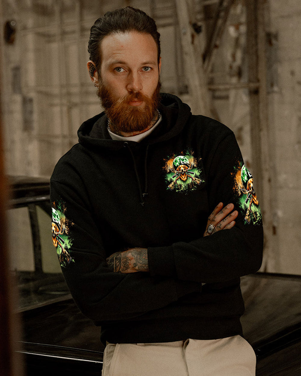 BLISSCORNERS BUCK AROUND AND FIND OUT DEER HUNTING FOXHOUND DOG ALL OVER PRINT