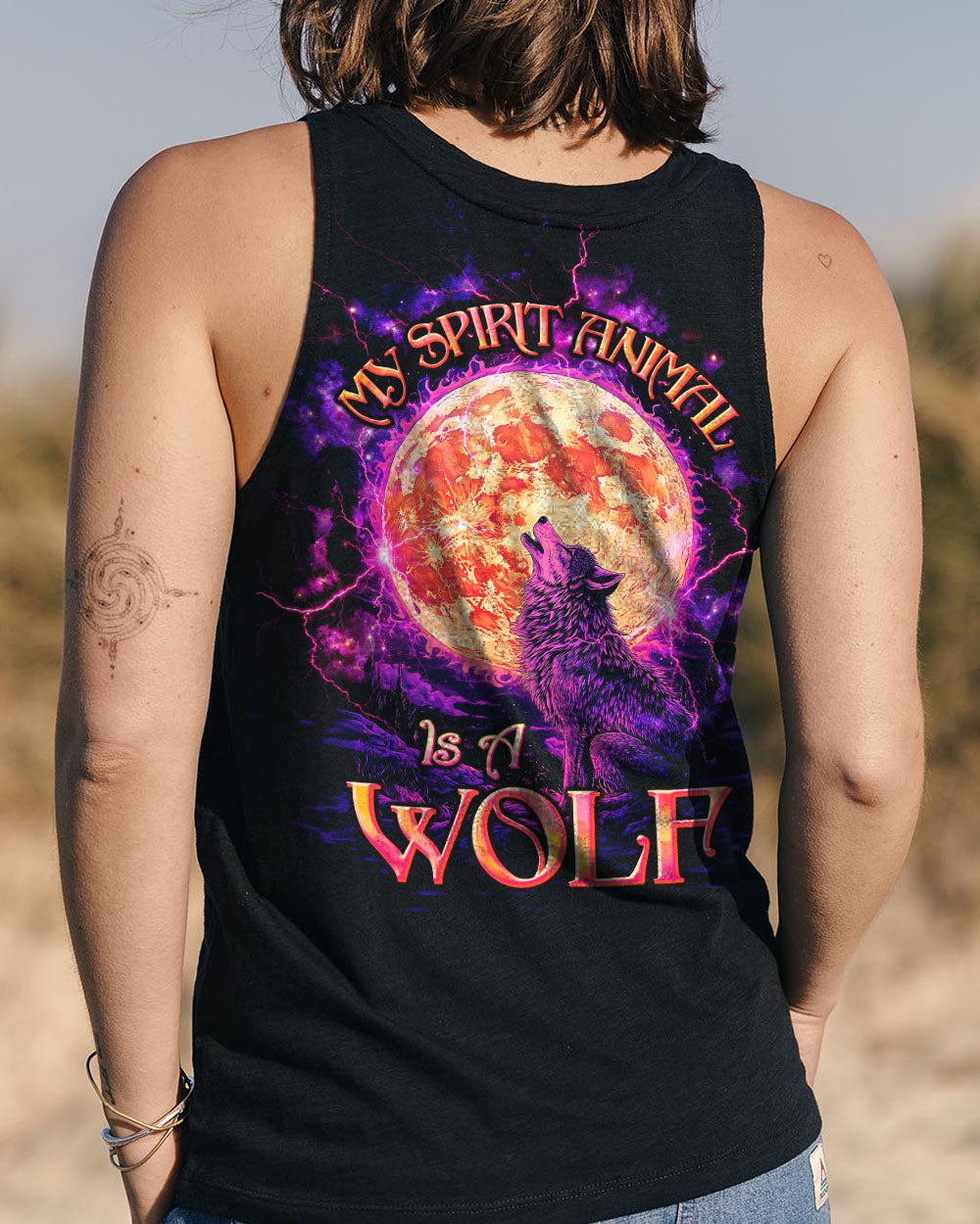 BLISSCORNERS MY SPIRIT ANIMAL IS A WOLF ALL OVER PRINT