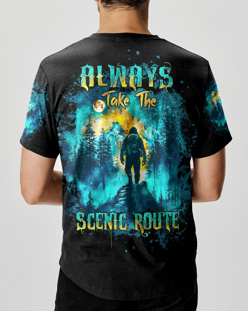 BLISSCORNERS ALWAYS TAKE THE SCENIC ROUTE COMPASS BIGFOOT ALL OVER PRINT