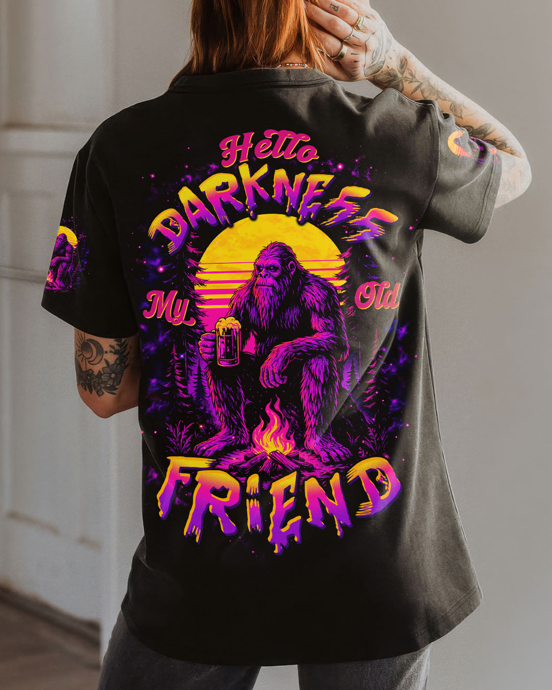 BLISSCORNERS HELLO DARKNESS MY OLD FRIEND BIGFOOT ALL OVER PRINT -  TLTW2410252