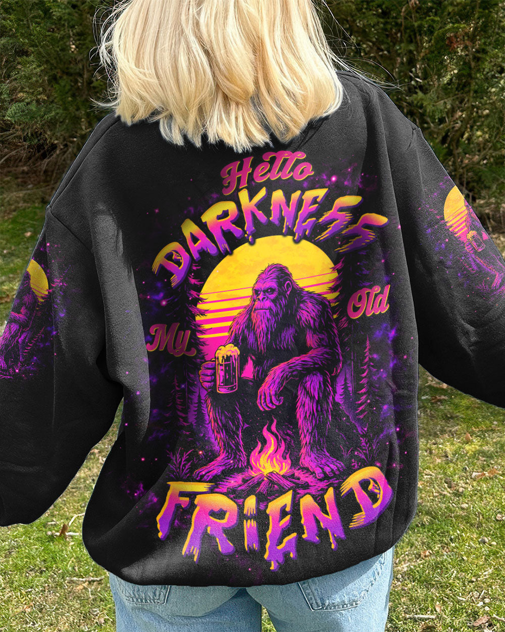 BLISSCORNERS HELLO DARKNESS MY OLD FRIEND BIGFOOT ALL OVER PRINT -  TLTW2410252