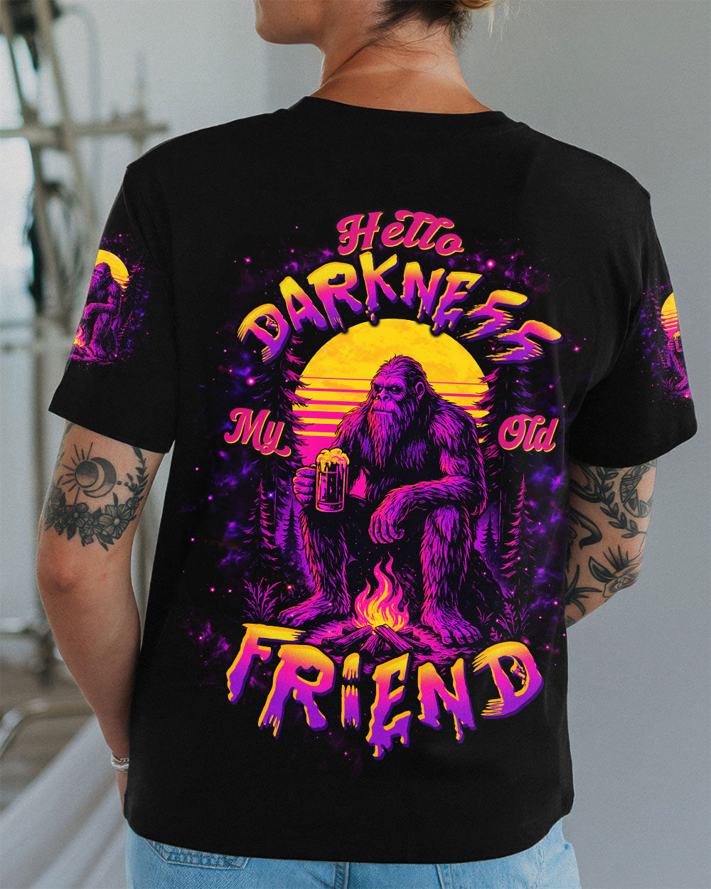 BLISSCORNERS HELLO DARKNESS MY OLD FRIEND BIGFOOT ALL OVER PRINT -  TLTW2410252