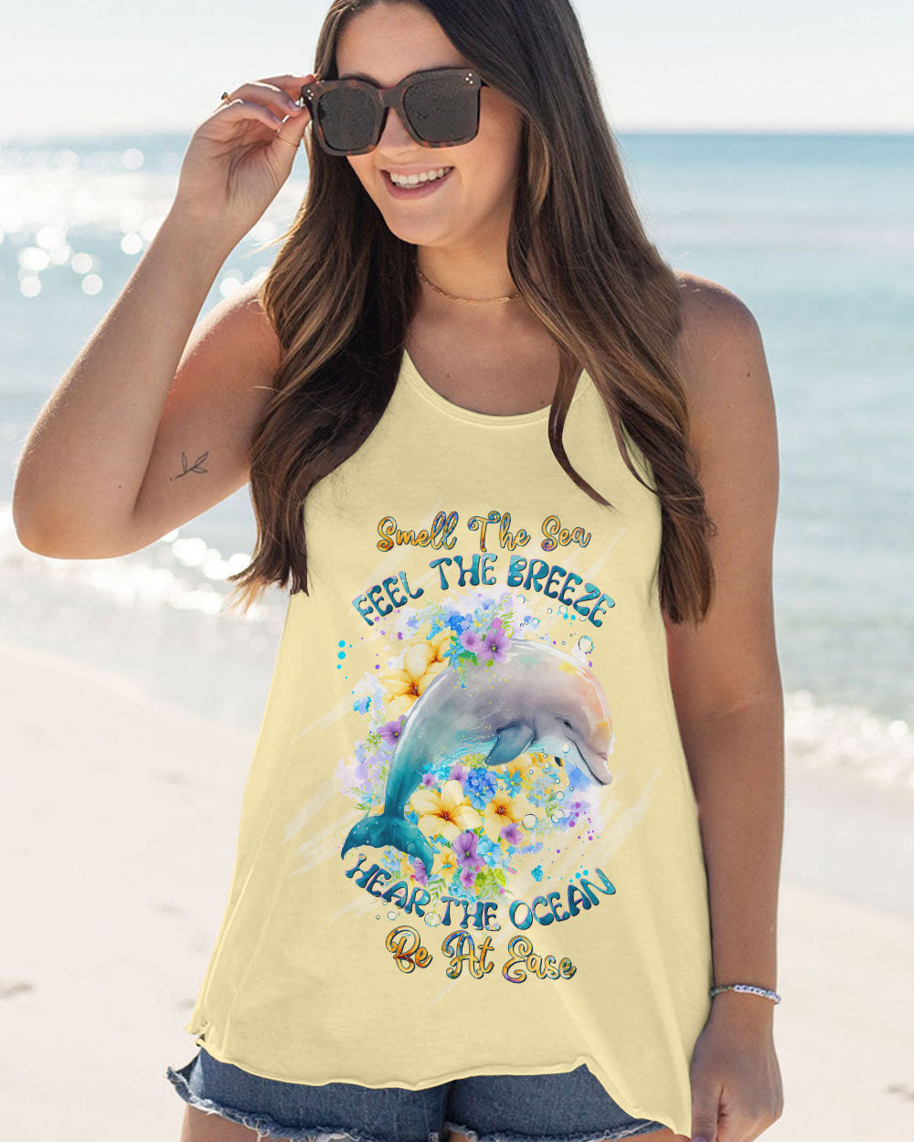 BLISSCORNERS SMELL THE SEA FEEL THE BREEZE DOLPHIN ALL OVER PRINT