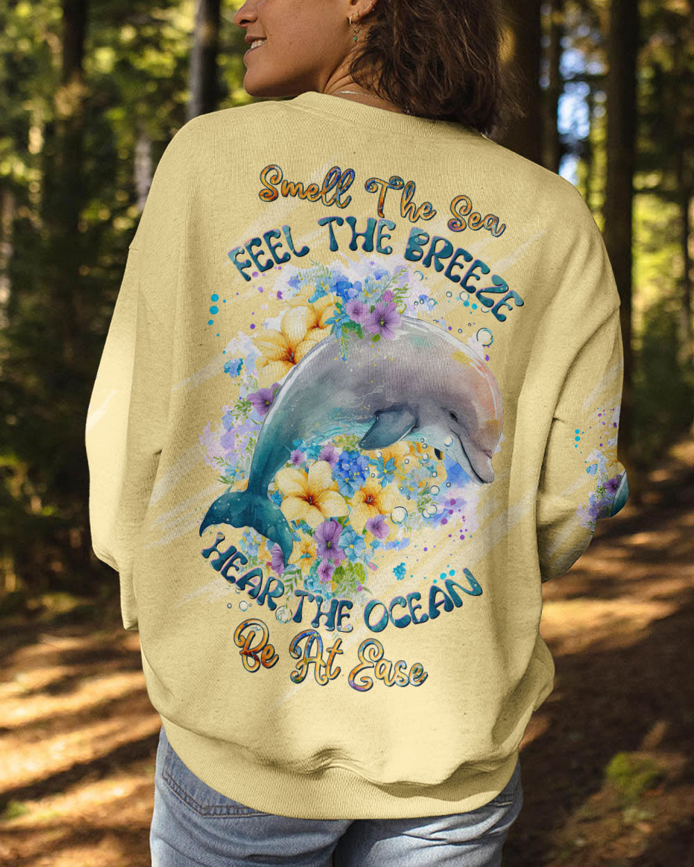 BLISSCORNERS SMELL THE SEA FEEL THE BREEZE DOLPHIN ALL OVER PRINT