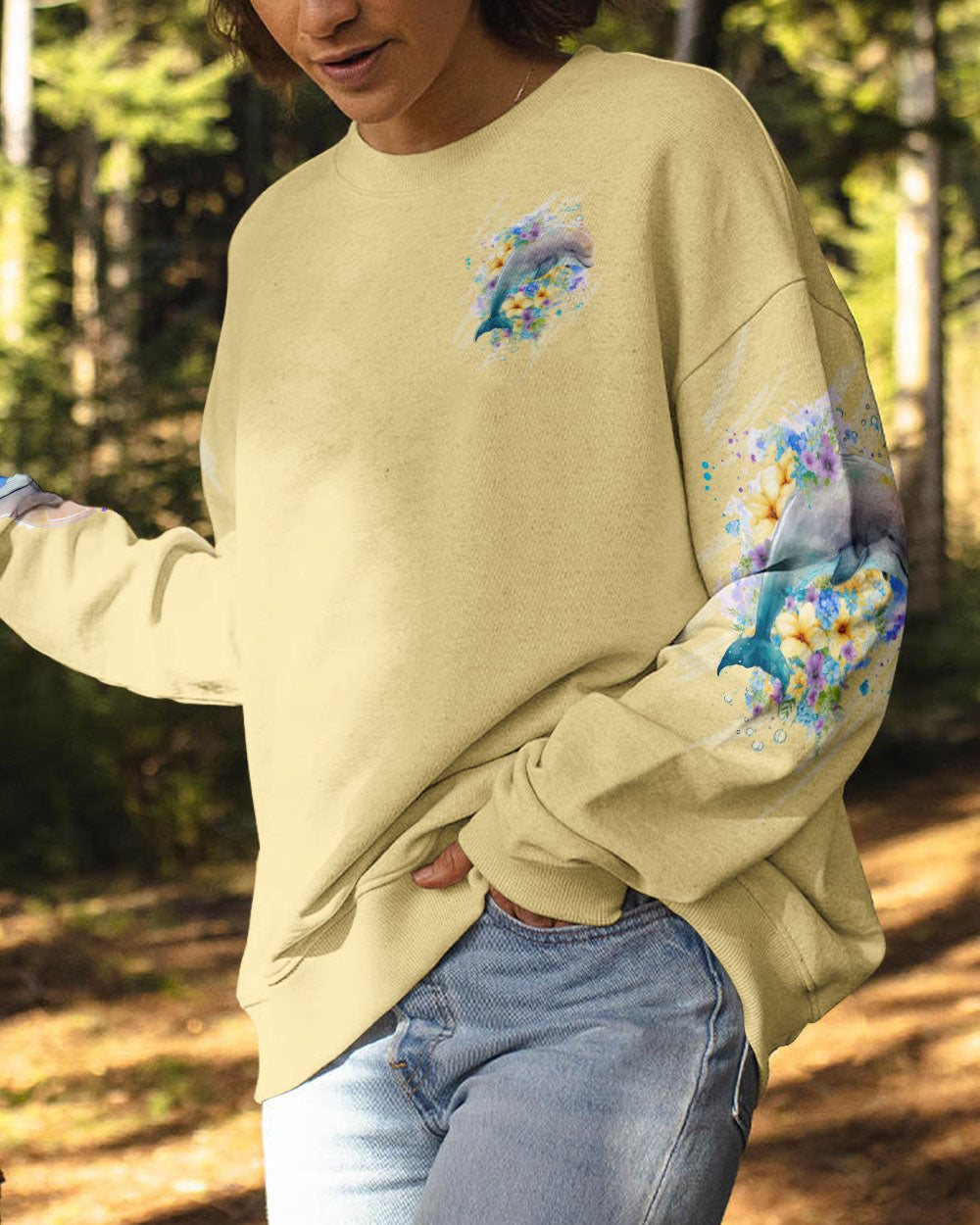 BLISSCORNERS SMELL THE SEA FEEL THE BREEZE DOLPHIN ALL OVER PRINT