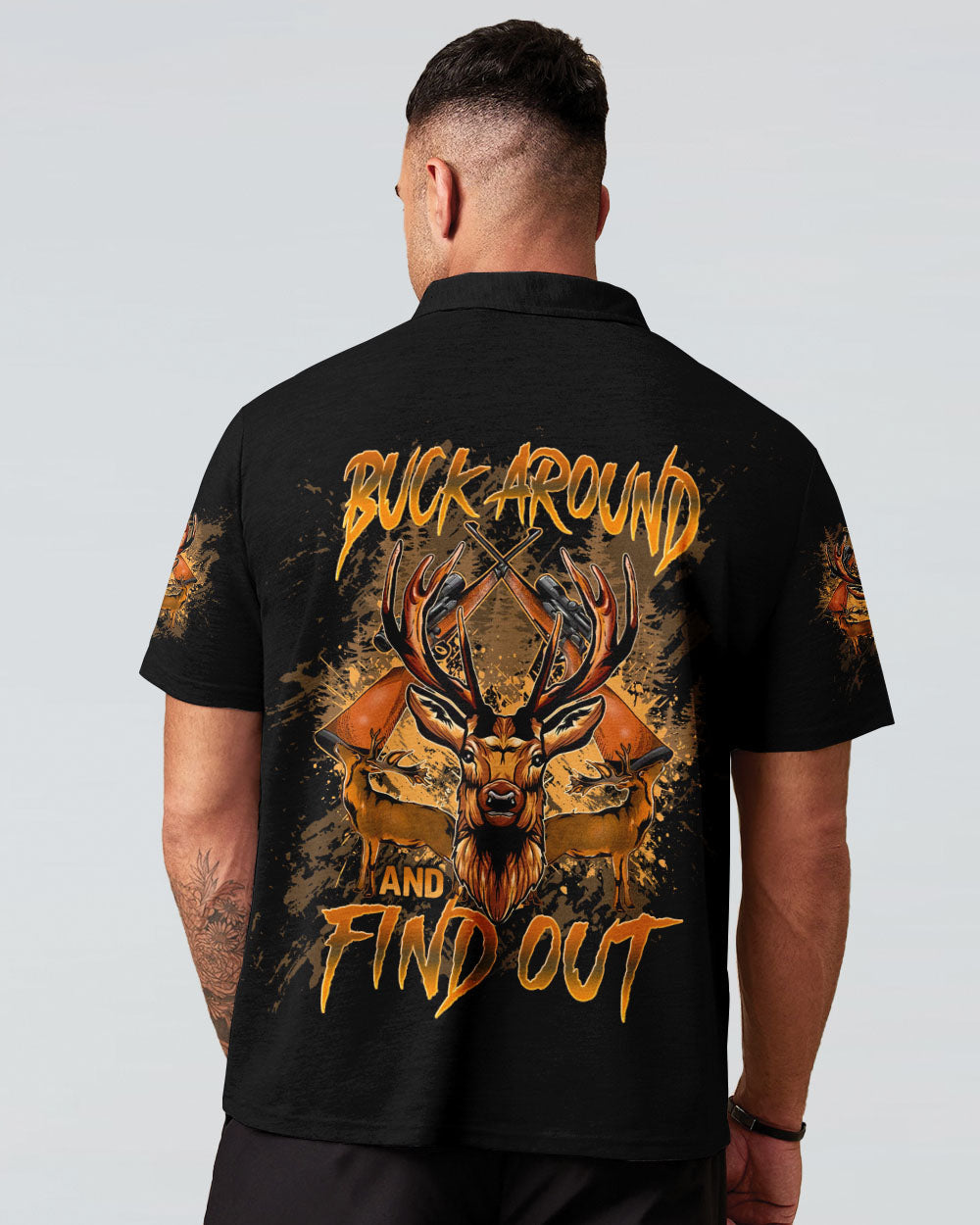 BLISSCORNERS BUCK AROUND AND FIND OUT DEER HUNTING ALL OVER PRINT