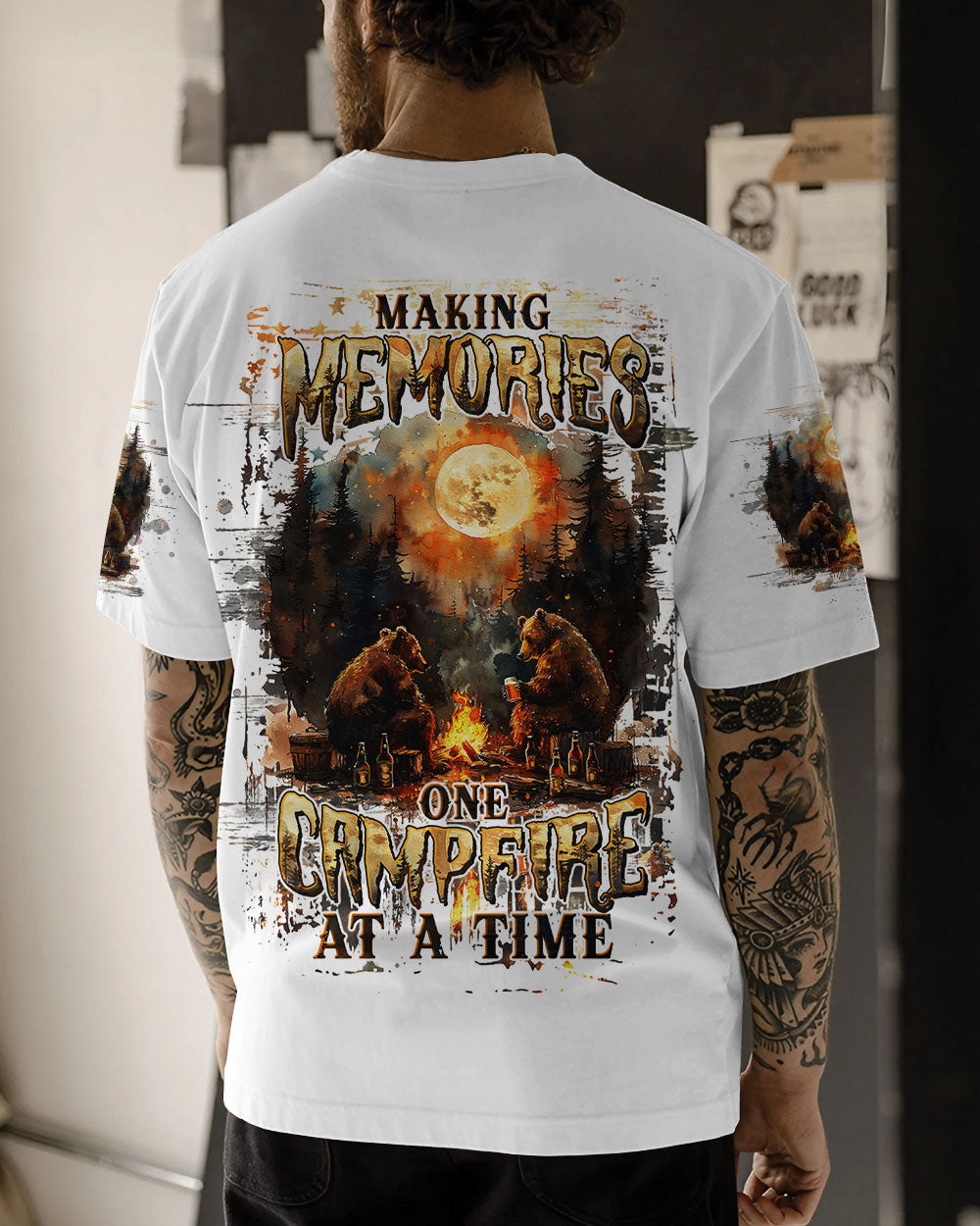 BLISSCORNERS MAKING MEMORIES ONE CAMPFIRE AT A TIME BEAR ALL OVER PRINT