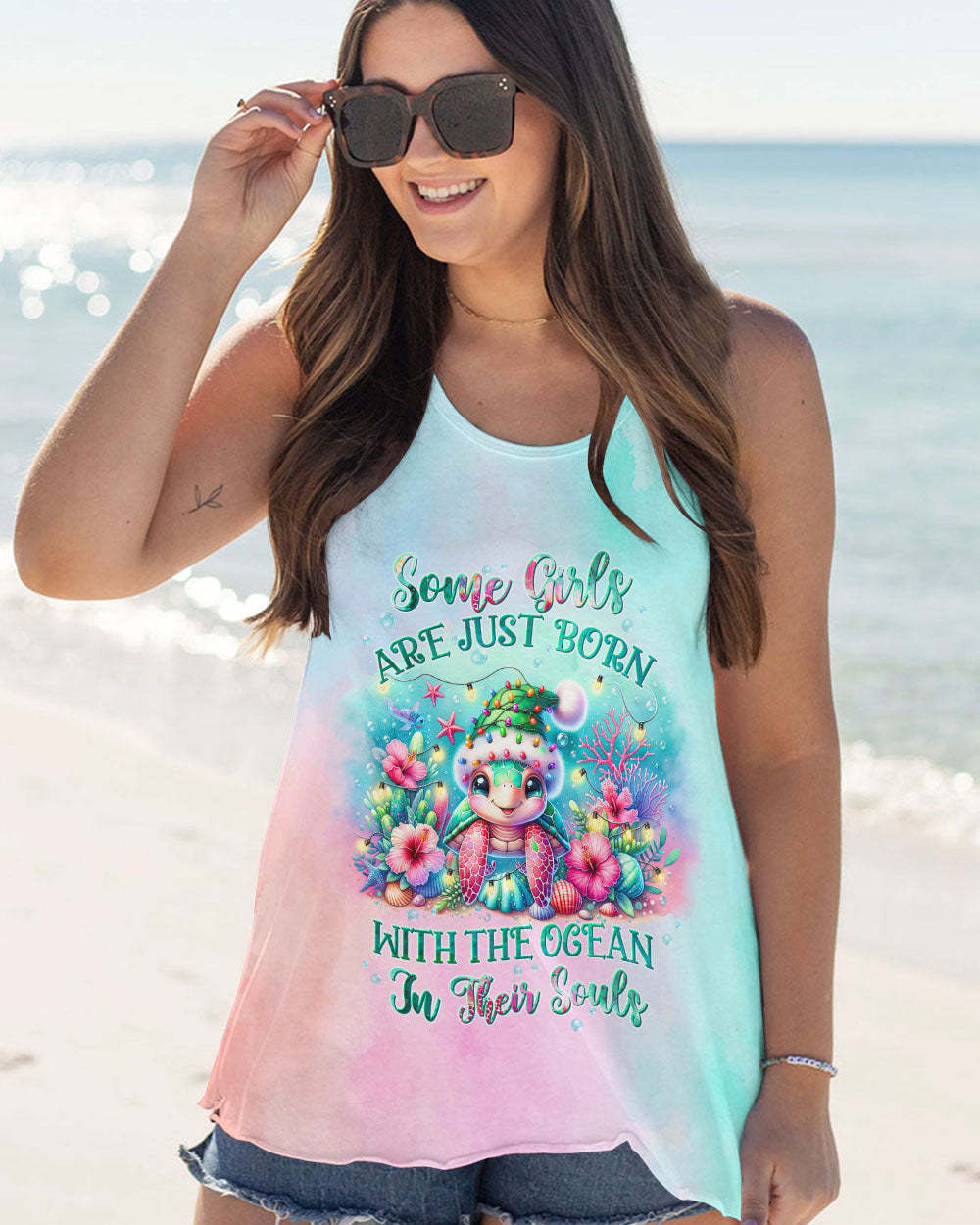BLISSCORNERS SOME GIRLS ARE JUST BORN TURTLE CHRISTMAS ALL OVER PRINT