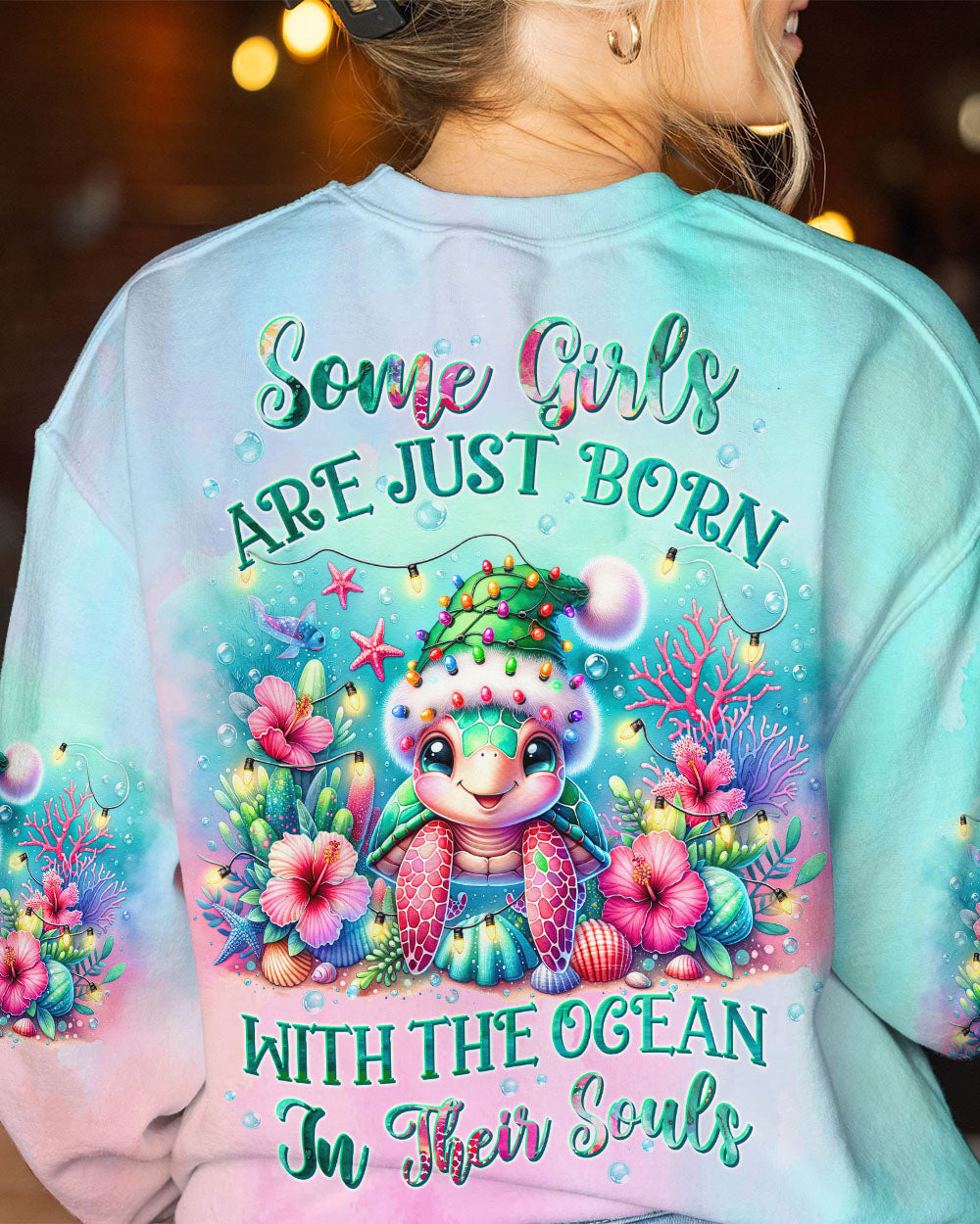 BLISSCORNERS SOME GIRLS ARE JUST BORN TURTLE CHRISTMAS ALL OVER PRINT