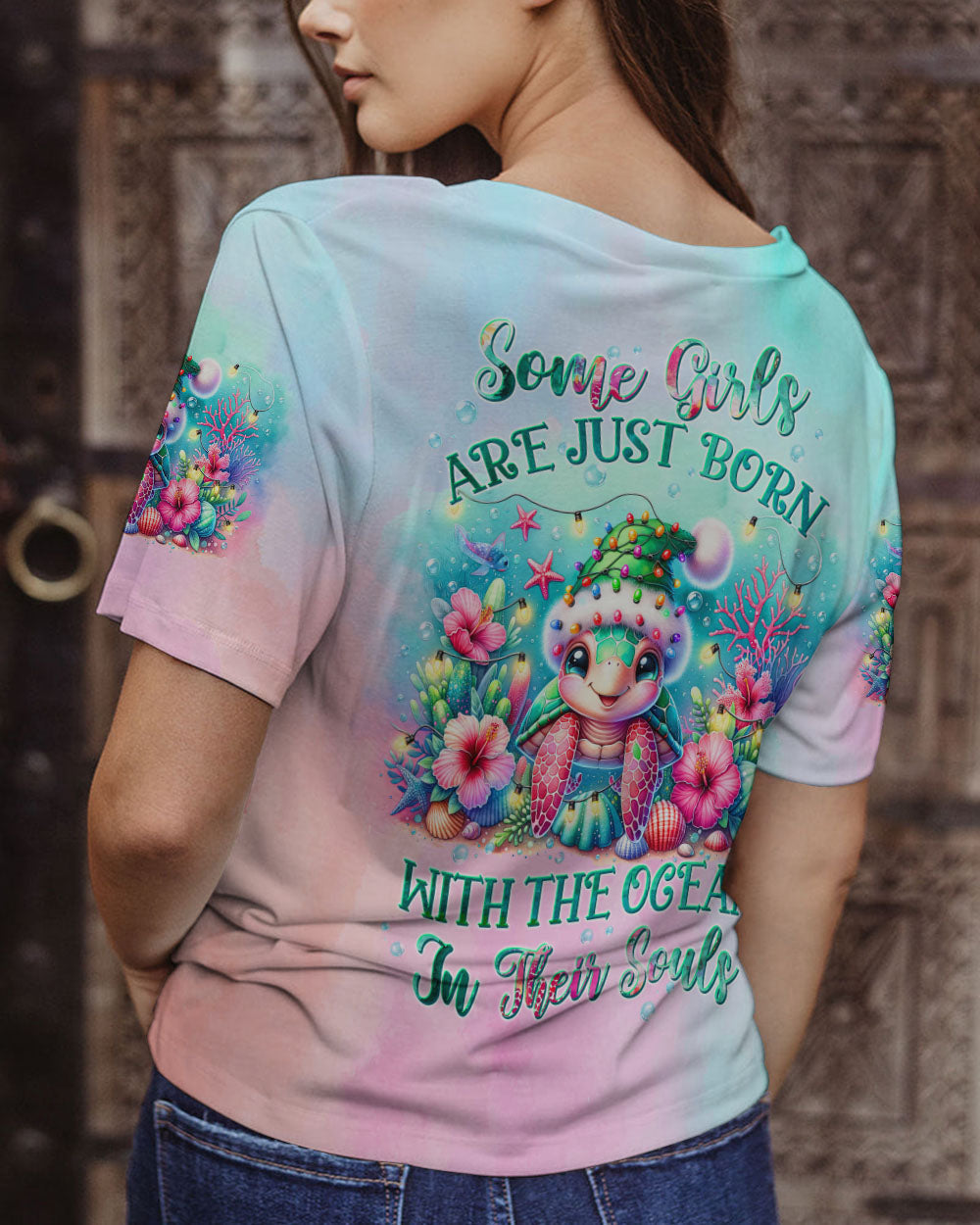 BLISSCORNERS SOME GIRLS ARE JUST BORN TURTLE CHRISTMAS ALL OVER PRINT