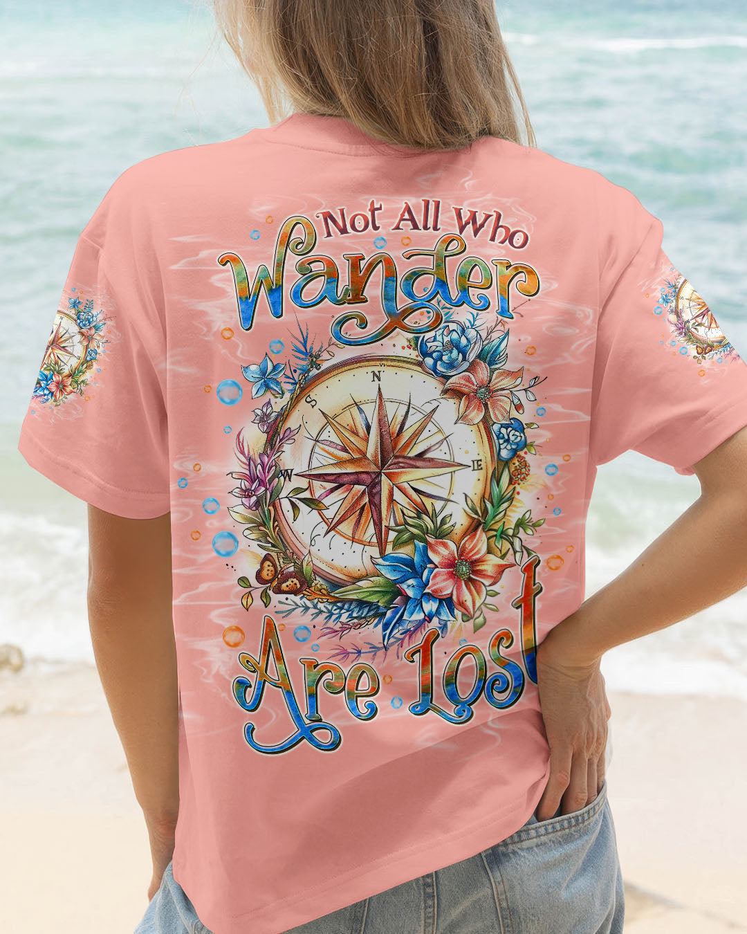 BLISSCORNERS NOT ALL WHO WANDER ARE LOST COMPASS ALL OVER PRINT