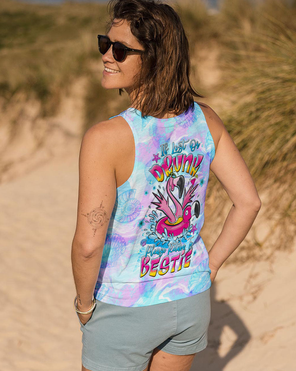 BLISSCORNERS IF LOST OR DRUNK FLAMINGO ALL OVER PRINT