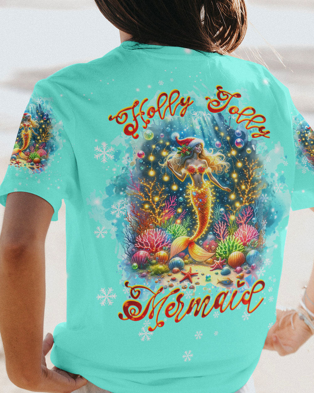 BLISSCORNERS HOLLY JOLLY MERMAID CHRISTMAS ALL OVER PRINT