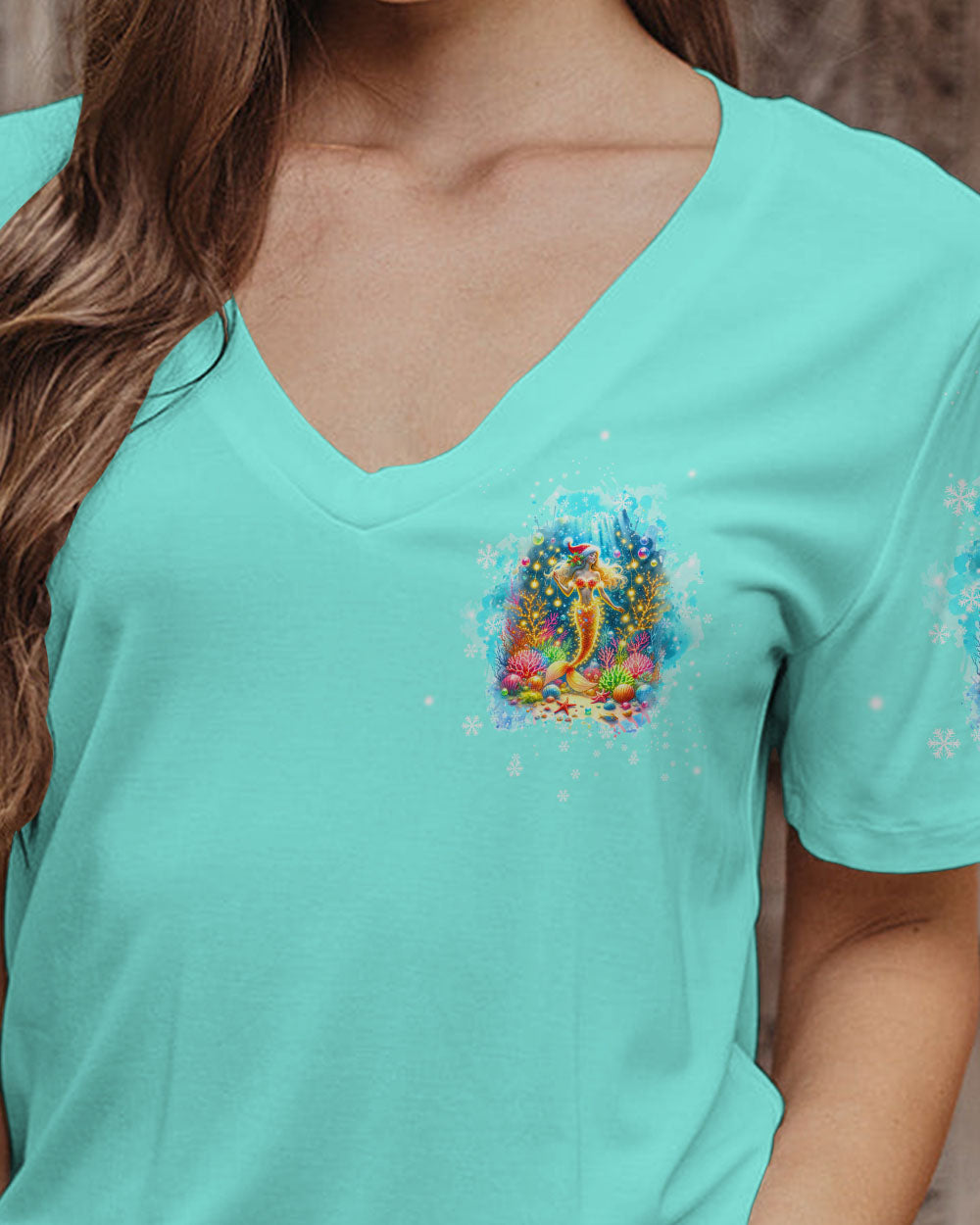 BLISSCORNERS HOLLY JOLLY MERMAID CHRISTMAS ALL OVER PRINT