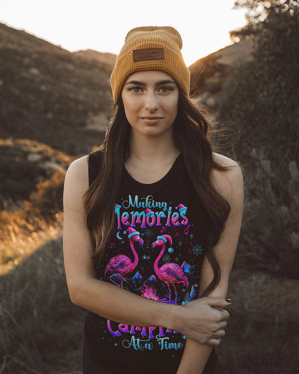BLISSCORNERS MAKING MEMORIES ONE CAMPFIRE AT A TIME FLAMINGO CHRISTMAS  ALL OVER PRINT