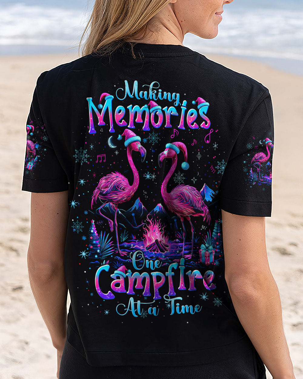 BLISSCORNERS MAKING MEMORIES ONE CAMPFIRE AT A TIME FLAMINGO CHRISTMAS  ALL OVER PRINT