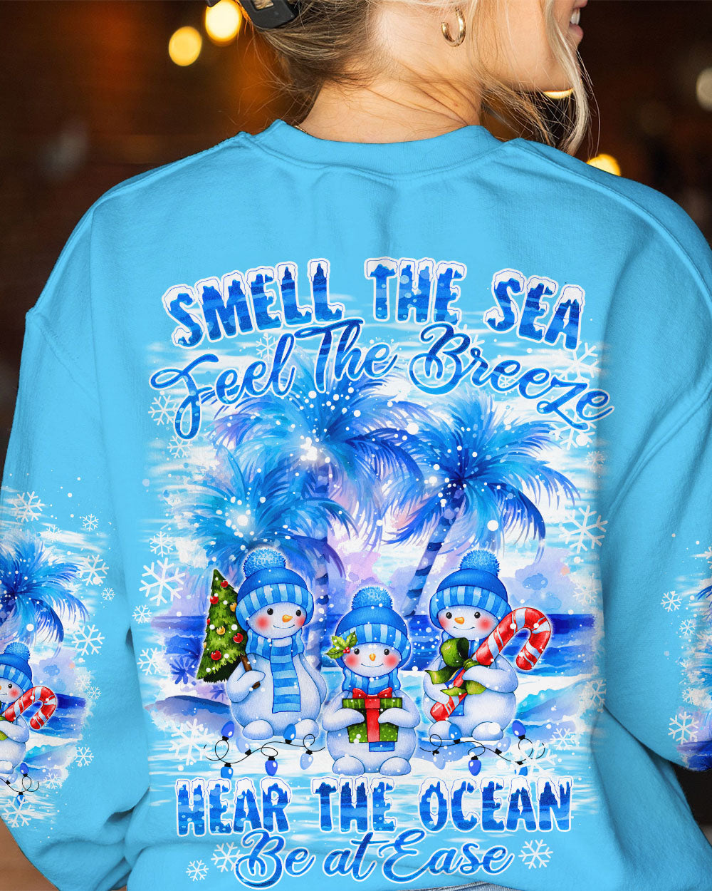 BLISSCORNERS SMELL THE SEA FEEL THE BREEZE SNOWMAN CHRISTMAS ALL OVER PRINT