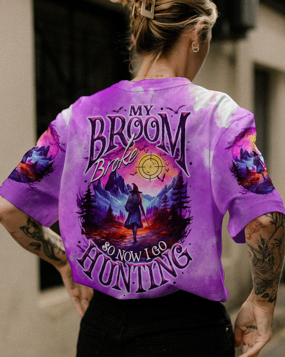 BLISSCORNERS MY BROOM BROKE SO NOW HALLOWEEN HUNTING ALL OVER PRINT