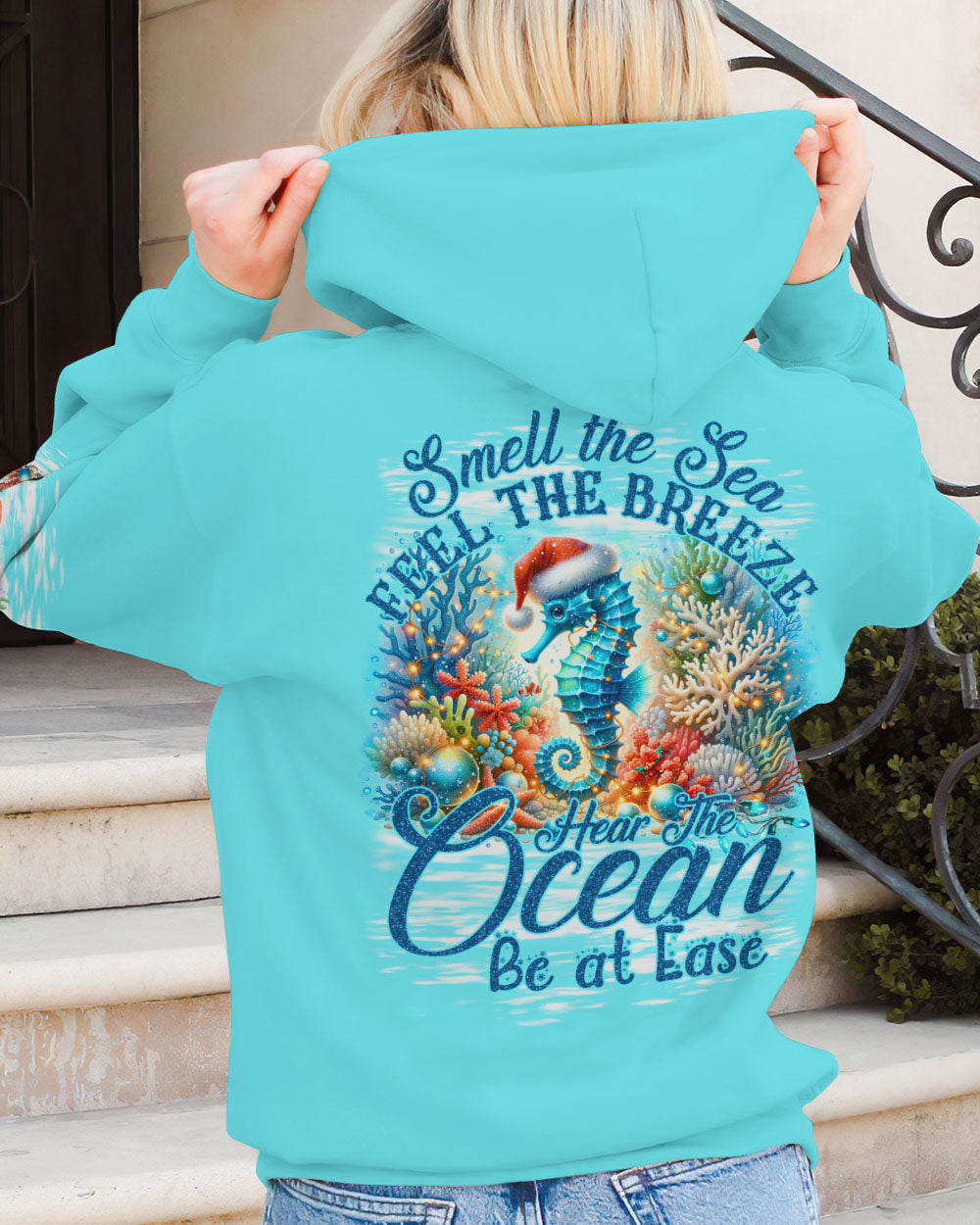 BLISSCORNERS SMELL THE SEA FEEL THE BREEZE SEAHORSE CHRISTMAS ALL OVER PRINT