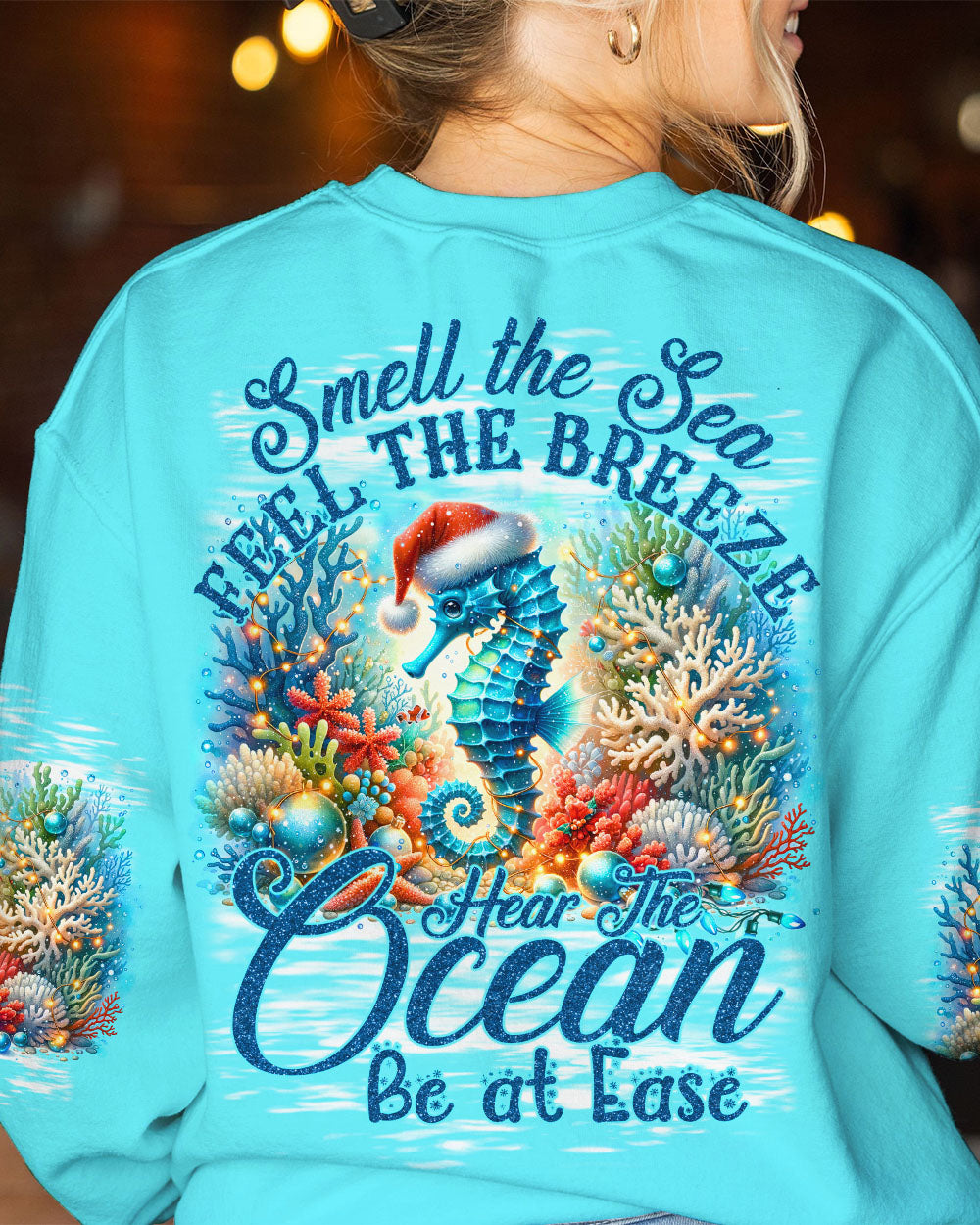 BLISSCORNERS SMELL THE SEA FEEL THE BREEZE SEAHORSE CHRISTMAS ALL OVER PRINT