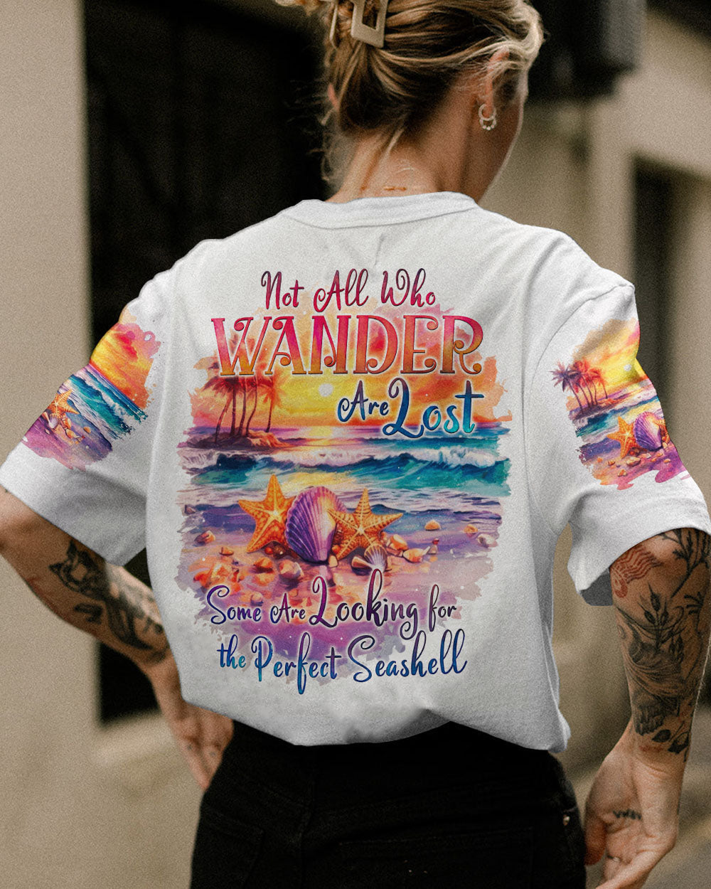 BLISSCORNERS NOT ALL WHO WANDER ARE LOST SEASHELL ALL OVER PRINT